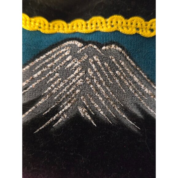 VTG Velvet Japanese Souvenir Pillow With Fringe Map Retro 70's Bohemian - Picture 9 of 9